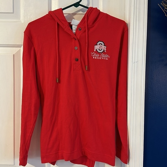 Women’s Champion Ohio State Button Up V Neck Hooded Cotton Blend Pullover Sz M - Picture 2 of 8